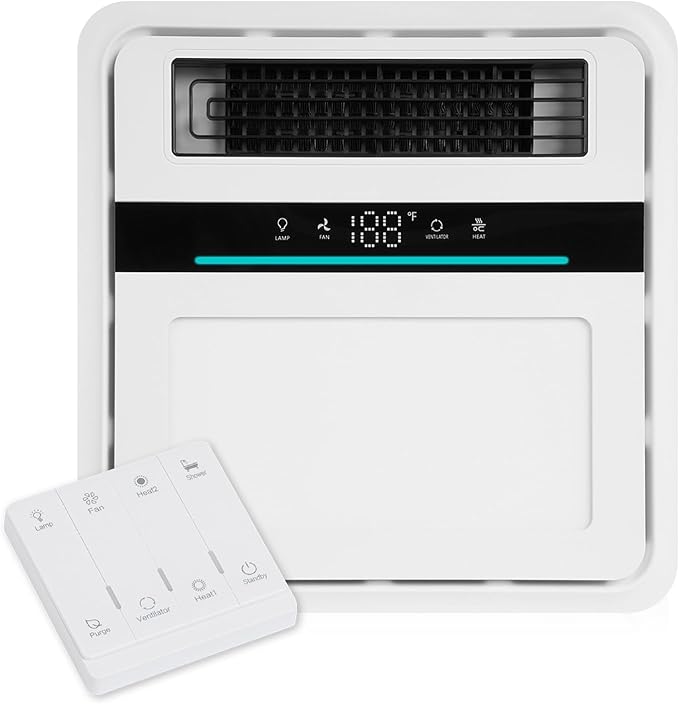Bathroom Fan with Light and Heater, 1700W,140 CFM Ventilation, Remote Control,Quiet Exhaust, 4-in-1 Design for Heating, Lighting, Ventilation & Air Circulation for Comfort in Any Season by VallisCo