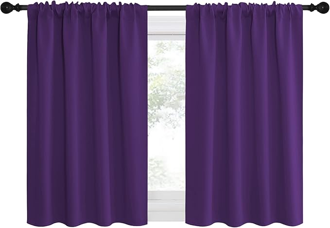 NICETOWN RV Blackout Curtains for Camper Windows, Kitchen Curtains Blackout Drapes & Curtains, Energy Smart Window Treatment Curtain Panels for Bedroom (Royal Purple, 42 in x 36 in (W x L), Set of 2) - Image 2