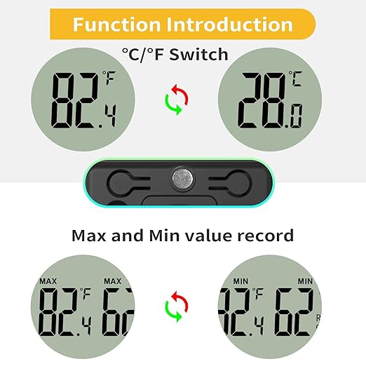 4PCS Mini Digital Hygrometer and Thermometer Reptile Thermometer with Extend Probe (Only Temperature) Indoor Temp and Humidity Meter with Magnet - Image 3