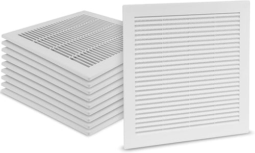 10-Pack 12" x 12" (Outer Size) Square Air Vent Cover – White Plastic Vent Deflector - Screen Mesh, Surface Mount Wall Ceiling – Cold Air Return Soffit Air Vent Cover - Register Indoor Outdoor by Unknown
