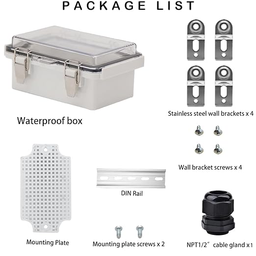 Waterproof Electrical Box, IP67 Junction Box Stainless Steel Latch Hinged Clear Cover Project Enclosure with Wall Bracket 5.9"x3.9"x2.8" - Image 5