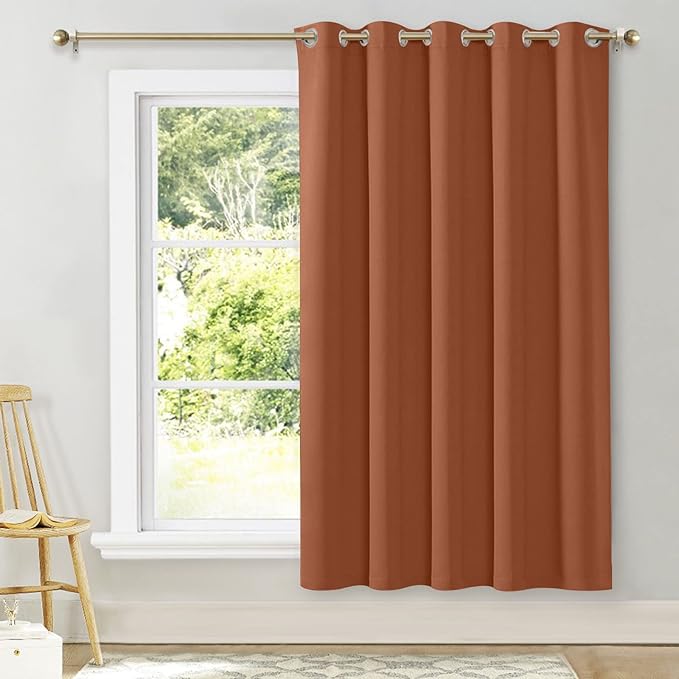 NICETOWN Room Darkening Curtains for Bedroom, Burnt Orange Thermal Insulated Drapes 72 inches Long for Office, Loft, Guestroom (1 Panel, 70" Wide per Panel) by NICETOWN