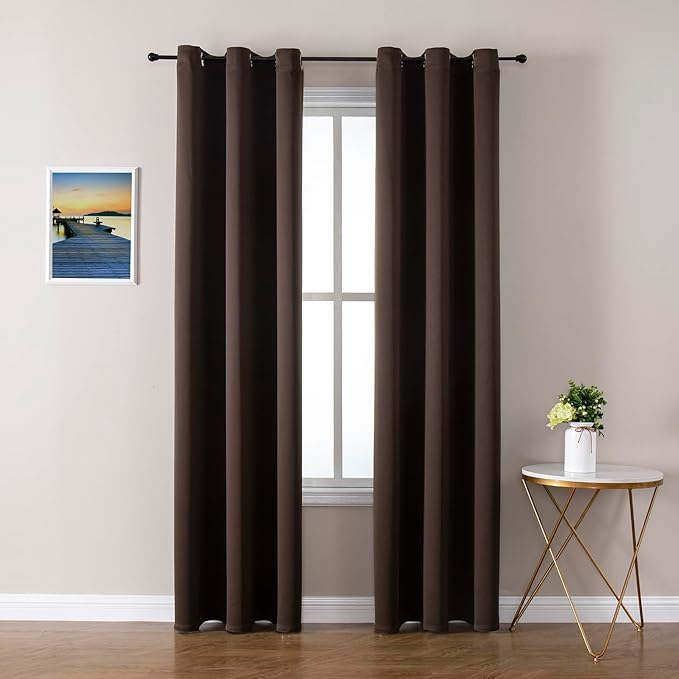 ChrisDowa Brownout Curtains 78 inches Long for Bedroom - 2 Panels Set Grommet Thermal Insulated Room Darkening Curtains for Living Room (Brown, 42 x 78 Inch) by ChrisDowa