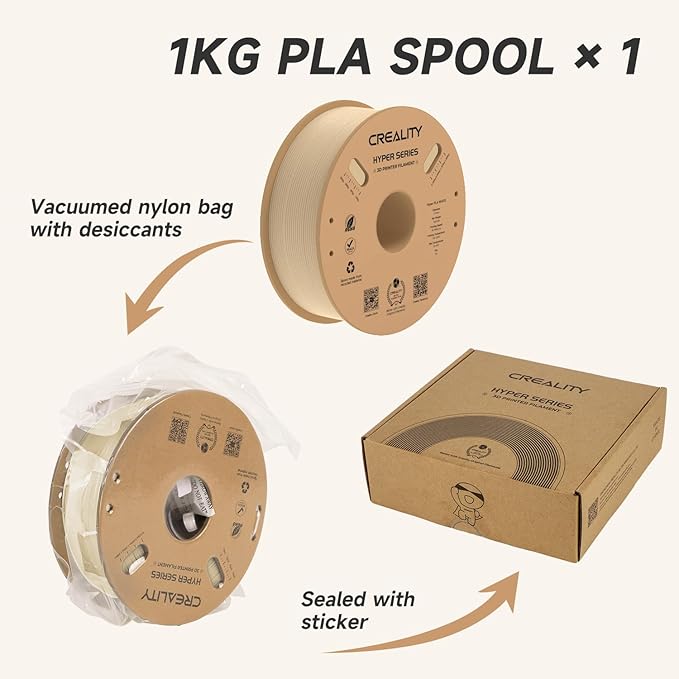 Official Creality Hyper PLA Filament 1.75mm, High Speed PLA 30-600mm/s Rapid 3D Printer Filament, Dimensional Accuracy +/-0.02mm, Fit Most FDM 3D Printers，1KG(2.2lbs) Spool Skin - Image 7