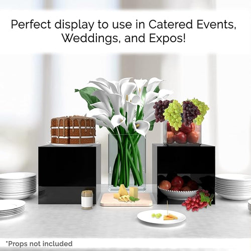 12 Inch Glossy Black Acrylic Display Box with One Open Side No Lid Versatile Square Plexiglass Merchandise Storage Bin or Retail Product Riser by Marketing Holders - Image 2