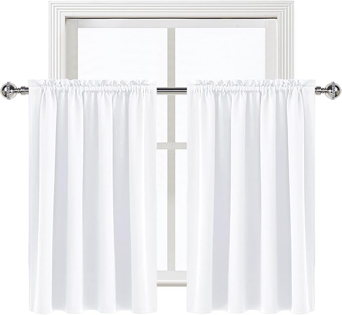 DWCN White Curtains for Living Room Thermal Insulated, 50% Light Blocking Curtains for Bedroom, Dining Room Window, W 52x L 36 Inch, Set of 2 Rod Pocket Curtain Panels - Image 8