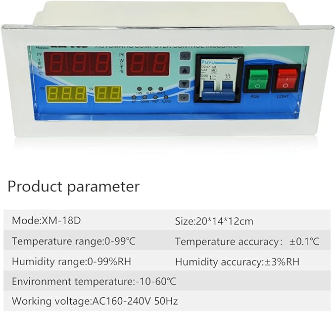 Full Automatic Egg Incubator Controller XM-18D Temperature and Humidity Controller - Image 4