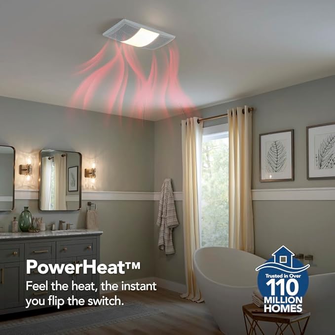 Broan-NuTone BHFLED110 PowerHeat Bathroom Exhaust Fan, Heater, and LED Light Combination, 110 CFM - Image 4