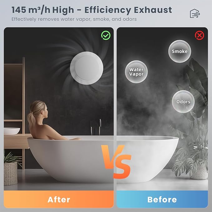 4 Inch Bathroom Exhaust Fan with Switch, Upgraded Exhaust Fan Low Noise IPX4 Waterproof 2600RPM Household Ventilation Fans, Window Ceiling Wall Mount Vent Fan for Attic Basement Garage Washroom P102A2 - Image 4