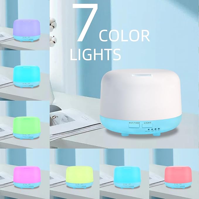 300ML Essential Oil Diffuser with Remote Control, 7 LED Color Changing Light, 8 Hour Cool Mist Fragrance Air Humidifier - Image 3