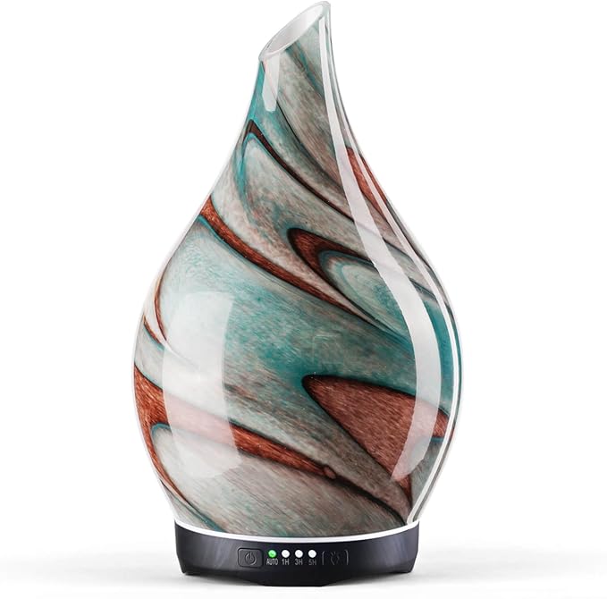 Porseme 280ml Essential Oil Diffuser Glass Color Changing Aroma Air Diffusers Aromatherapy Ultrasonic Cool Mist Humidifier 7 Running Hours Waterless Auto-Off for Sleeping, Yoga, Spa (Teal Green) by Porseme