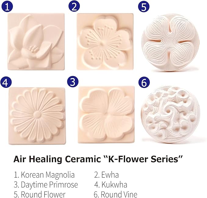 Air Purifying Healing Ceramic-Magnolia-Korean flower Series - Odor Eliminator, Air Purifying, Humidity Control, Aromatherapy Passive Stone Diffuser (Magnolia) - Image 2