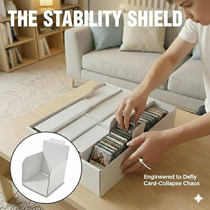 Standard Card Storage Box with Baffle and Trading Card Dividers,Trading Card Storage Box, Collectible Trading Cards (4-Pack) - Image 3