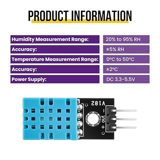 4Pcs DHT11 Digital Temperature Humidity Sensor Module with Cable, Temp Range 0~50℃ (±2℃), Humidity 20~95% RH (±5%) for A-rduino Electronic Practice DIY - Image 5