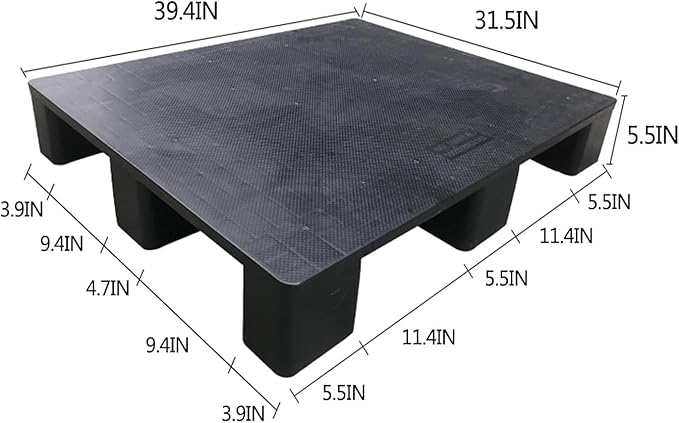 Waterproof Grid Ventilation Floor Pallet Small Warehouse Moisture Barrier Plastic Pallets Moisture Resistant for Logistics and Warehousing, Transportation Facilities(Black-3 Set,39.4x31.5x5.5in) - Image 2