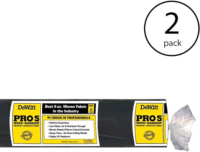 Dewitt 2-Pack Pro-5 Weed Barrier Fabric 5 oz, 4 x 250 Feet – Heavy-Duty Woven Landscape Ground Cover Mat for Raised Garden Bed, Greenhouse Gardening, Outdoor Landscaping, and Commercial Planting - Image 2