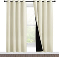 NICETOWN Living Room Completely Shaded Draperies, Privacy Protection & Noise Reducing Ring Top Drapes, Black Lined Insulated Window Treatment Curtain Panels (Beige, 2 Pieces, W55 x L78) by NICETOWN