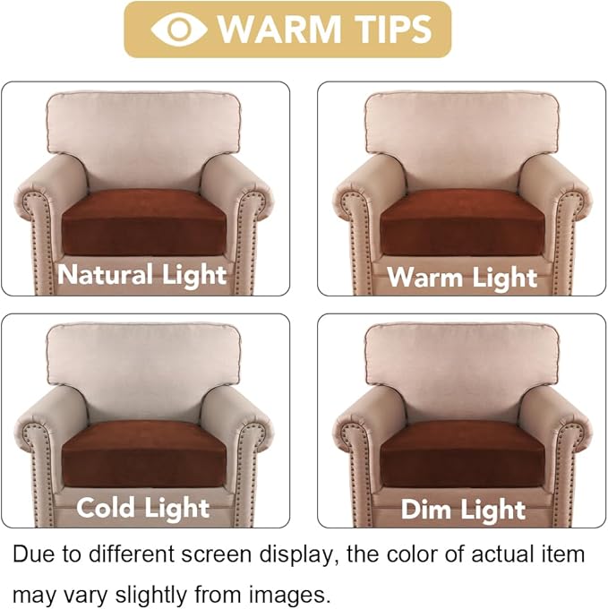 H.VERSAILTEX Velvet Stretch Couch Cushion Cover Plush Cushion Slipcover for Chair Cushion Furniture Protector Seat Cushion Sofa Cover(1 Piece Armchair Cushion Cover, Rust) - Image 6