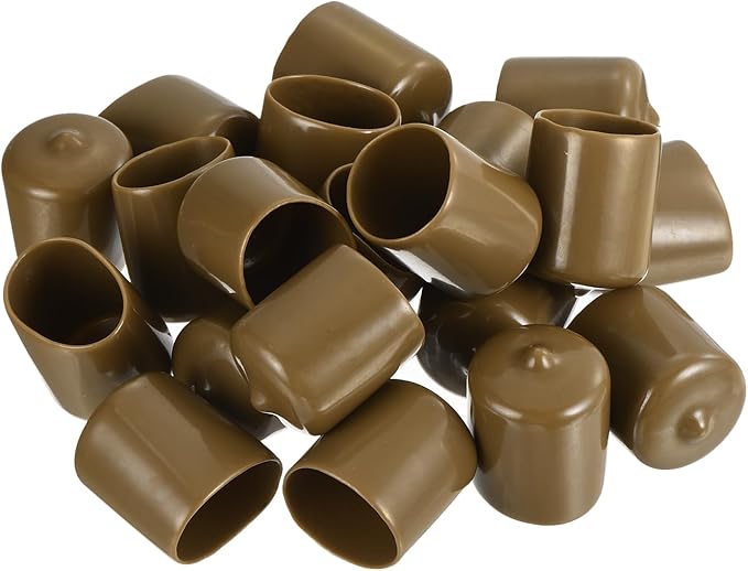 uxcell 20pcs Rubber End Caps 24mm(15/16") ID Vinyl PVC Round Tube Bolt Cap Cover Screw Thread Protectors Light Brown - Image 4