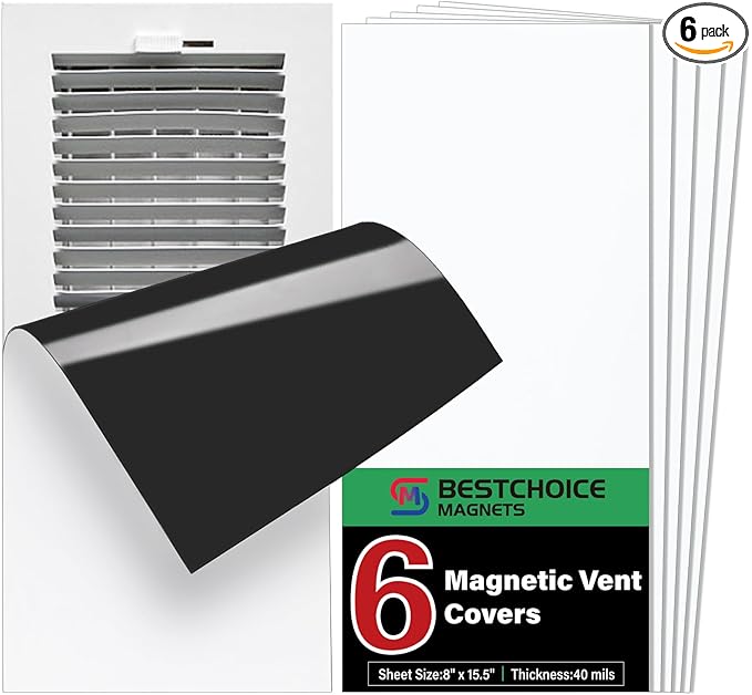 6 Pack Magnetic Vent Covers, Strong Vent Covers 8x15.5inch High Strength Magnetic Vent Cover for Floor Wall and Ceiling Registers Home HVAC and AC Vents by BESTCHOICEMAGNETS