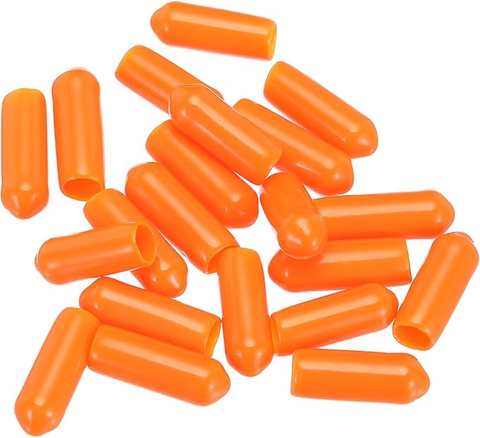 uxcell 20pcs Rubber End Caps 5mm(3/16") ID Vinyl PVC Round Tube Bolt Cap Cover Screw Thread Protectors,Orange - Image 4