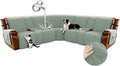 Arfntevss Waterproof Recliner Sectional Couch Covers for Reclining L Shape Sofa Cover Non Slip Washable L Shaped Slipcover Sets for Dog Furniture Protector (5 Seat with 2 Console Cover, Sage Green) by Arfntevss