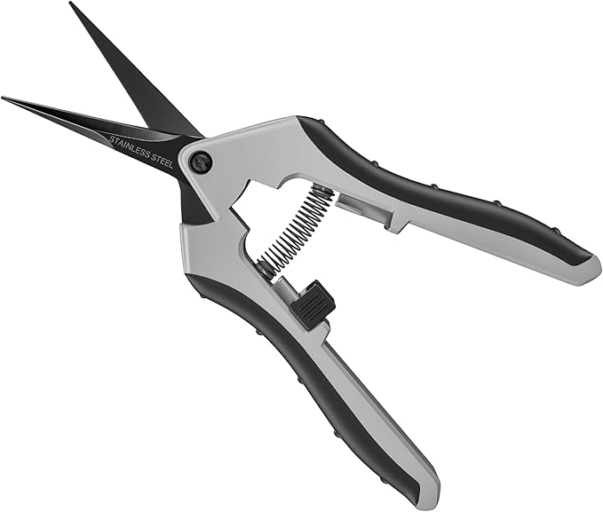 6.5" Ultra Sharp Pruning Shears - Professional Garden Scissors with Straight Stainless Steel Blades, Ergonomic Handle, Rust Resistant, Safety Lock, Trimming Scissors for Plants in Grow Tents,1-Pack by URADVANCE