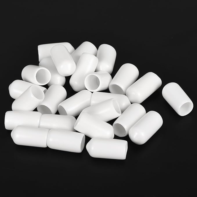 uxcell 20pcs Rubber End Caps 7.5mm ID Vinyl Round End Cap Cover Screw Thread Protectors White - Image 4