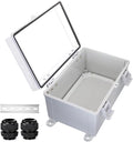 Waterproof Electrical Box Dustproof Junction Box Weatherproof IP67 ABS Plastic Enclosure Switch Router Project Box with Mounting Plate with Wall Bracket 2 Cable Glands Clear 11.8"x7.9"x6.7" by YETLEBOX