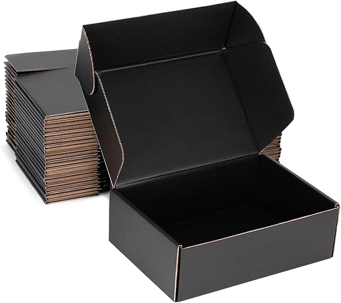 Small Shipping Boxes 10x5x3 Inch (25 Pack) - Sturdy Black Corrugated Cardboard Boxes for Small Business, Ecommerce, Mailing & Packaging | Recyclable Gift & Storage Boxes by DUZCLI