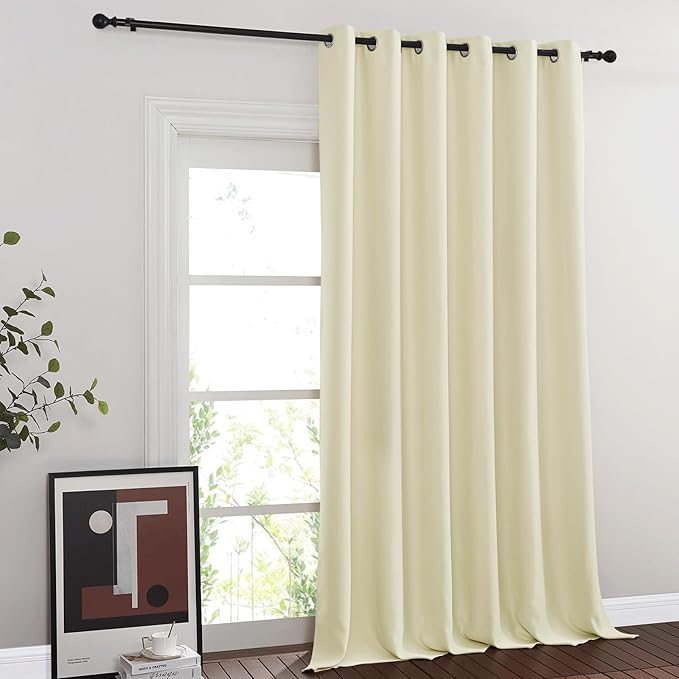 NICETOWN Blackout Curtains & Drapes - Privacy Thermal Efficiency Backdrop Curtains for Bedroom Room Divider Living Room Patio Sliding Glass Door, Wide 80 x Long 144 inch, Beige, 1 Panel by NICETOWN