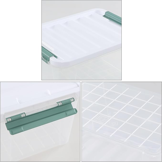 20 Quart Plastic Latching Storage Boxes, Clear Storage Box Bins with lids Set of 4 - Image 2