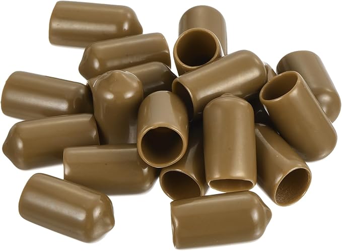 uxcell 20pcs Rubber End Caps 10.5mm ID Vinyl PVC Round Tube Bolt Cap Cover Screw Thread Protectors Light Brown - Image 4