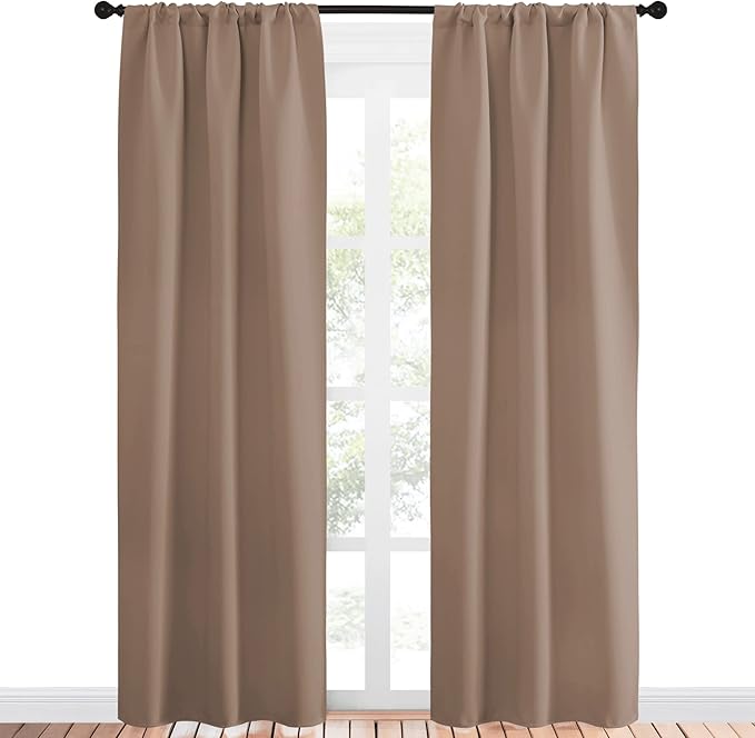 NICETOWN Kitchen Window Blackout Curtains - Window Treatment Thermal Insulated Rod Pocket Small Blackout Draperies/Drapes for Bedroom/Kitchen (Cappuccino, Set of 2, 34 inches Wide by 84 inches Long) - Image 2
