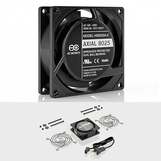 AC Infinity AXIAL 8025, Muffin Fan, 120V AC 80mm x 25mm High Speed, UL-Certified for DIY Cooling Ventilation Exhaust Projects - Image 2