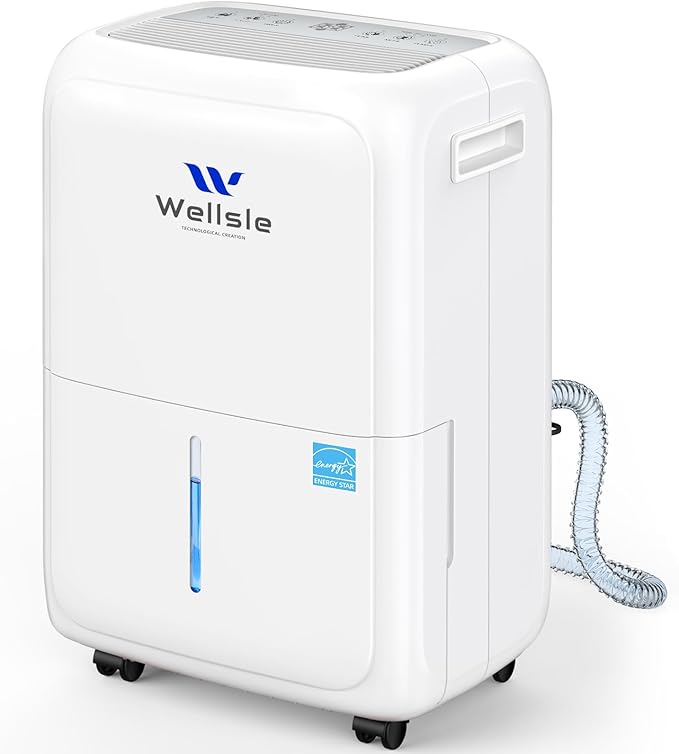 2025 Energy Star Dehumidifier for Home Basement, Max 50 Dehumidifier with 1.59 Gal Water Tank and Drain Hose,Smart Efficient Humidity Control for Bedroom, Living Room, Garage. by Wellsle