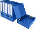 HUA JIE A4 Storage File Boxes Plastic Archives Cases with Clip, PVC File Folder Organizer Document Storage Filing Box for office,32.5×6.5×24 cm, Blue(Pack of 6) by HUA+JIE