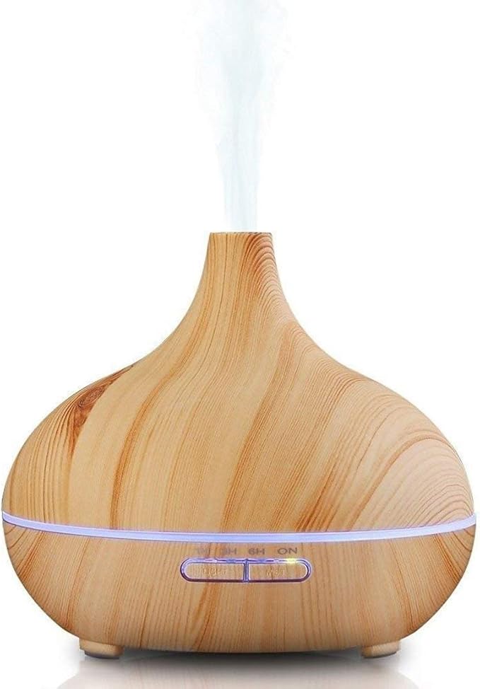 Aroma Essential Oil Diffuser, JoySusie 500ml Wood Grain Ultrasonic Cool Mist Whisper-Quiet Humidifier with Color LED Lights Changing & 4 Timer Settings, with Remote Control (Brown) by JoySusie