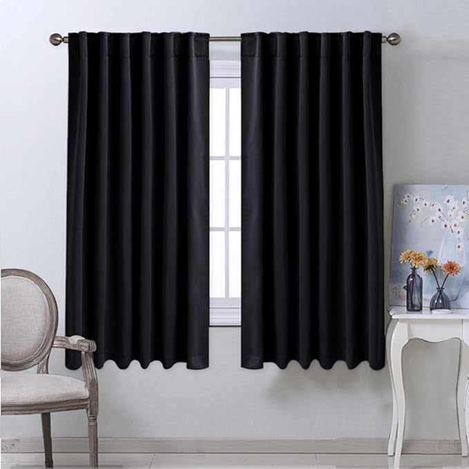 NICETOWN Halloween Blackout Curtain Blinds Window Panels - (Black Color) W52 x L63, Double Panels, Thermal Insulated Blackout Draperies for Living Room - Image 2