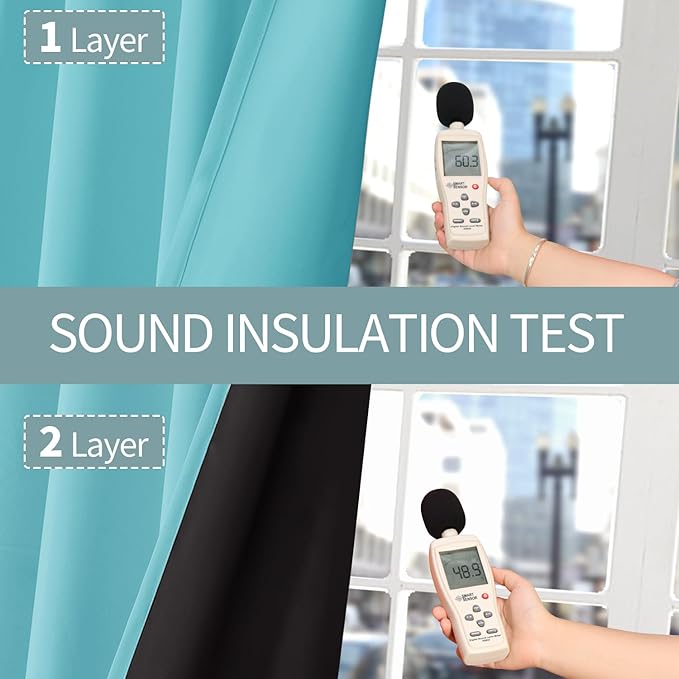 BGment 100% Blackout Curtains for Bedroom 84 Inch Length, Full Room Darkening Curtains for Living Room Rod Pocket with Thermal Insulated Liner, Each Window Curtains 2 Panels, 52 x 84 Inch, Aqua - Image 8