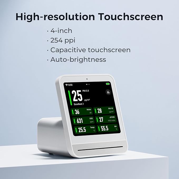 Qingping Air Quality Monitor Gen 2, Air Quality Monitor Indoor Detects PM2.5, CO2, PM10, Noise, Temperature and Humidity, New Upgraded Alarm Clock Function, Air Quality Tester for Bedroom, Smart Home - Image 5