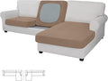 Easy-Going Stretch 3 Pieces Couch Cushion Covers for Sectional Sofa Left/Right L Shape Chaise Lounge Sofa Seat slipcover Anti-Slip Sofa Cover Soft (2 Seater + 1 Chaise, Camel) by Easy-Going