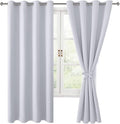 Hiasan Blackout Curtains for Bedroom, 52 x 63 Inches Length - Thermal Insulated & Energy Saving Window Curtains for Living Room, 2 Drape Panels Sewn with Tiebacks, Greyish White by Hiasan