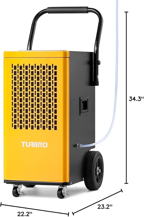 TURBRO 245 Pint Commercial Dehumidifier with Pump and Drain Hose, for Large Spaces, Rolling Wheels, Faster Defrost, for Basements, Warehouses, Flood Restoration, Industrial Sites - Image 3