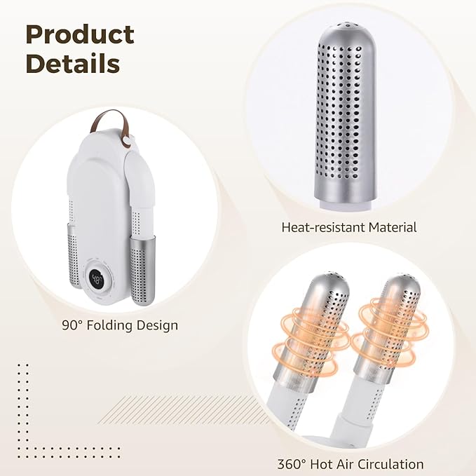Boxing Glove Dryer with Intelligent Timer, Portable Boot Shoe Dryer with 360° Hot Air, Foldable Design for Gloves, Shoes, Socks - Image 4