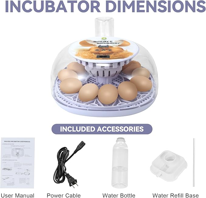 Explore 12 Egg Automatic Incubator for Beginners, Auto Egg Turning, Consistent Humidity with Auto-Refill Water Bottle & Stable Temp Control for Hatching Chicken, Goose, Duck, Quail, Pigeon, and Turkey - Image 8