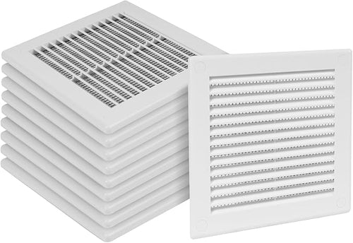 10-Pack 6" x 6" (Outer Size) Square Air Vent Cover – White Plastic Vent Deflector - Screen Mesh, Surface Mount Wall Ceiling – Cold Air Return Soffit Air Vent Cover - Register Indoor Outdoor by Unknown