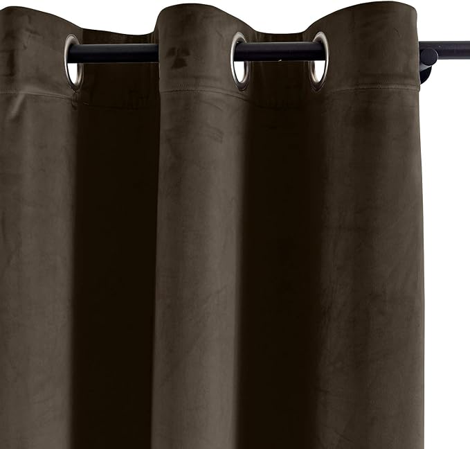 ChadMade Extra Long Blackout Lined Premium Velvet Curtain Chocolate 72Wx120L Inch (1 Panel), Eyelet Grommet for Livingroom Bedroom Theater Studio, Leon Collection - Image 2