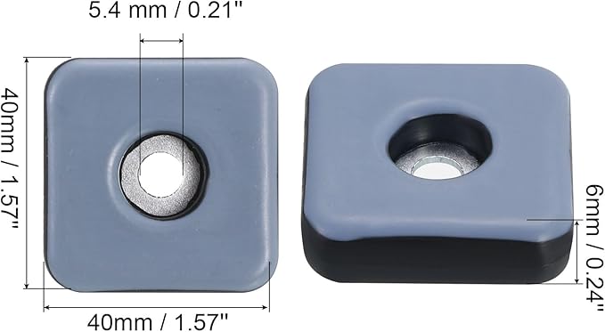 uxcell 8 Pcs Furniture Slider Pads, 1.57x1.57 Inch(40x40mm) PTFE Square Screw-on Furniture Glides Sliders with Screw, Chair Leg Floor Protectors for Carpet Hardwood Floors, Blue - Image 2