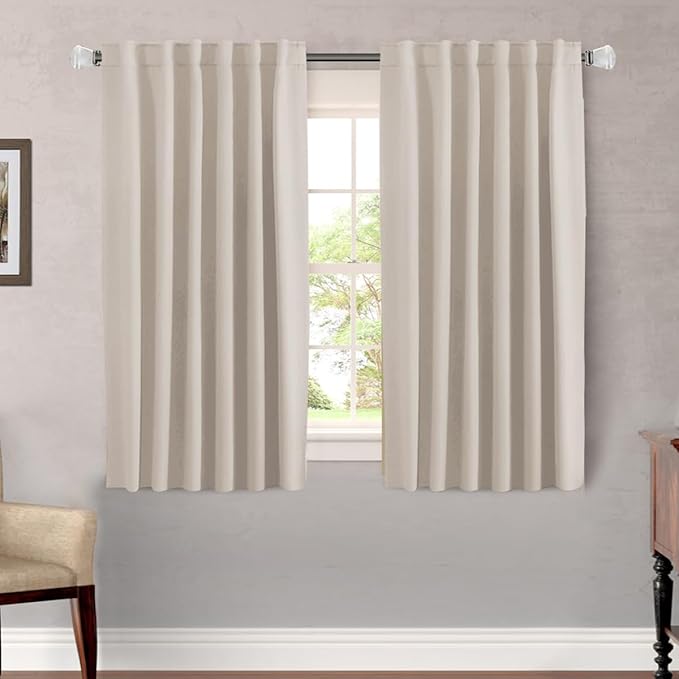 H.VERSAILTEX Blackout Curtains Thermal Insulated Window Treatment Panels Room Darkening Blackout Drapes for Living Room Back Tab/Rod Pocket Bedroom Draperies (2 Panels, Natural, 52 x 54 Inch) by HVERSAILTEX